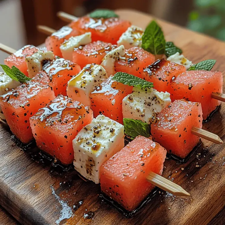 As the summer heat sets in, there's nothing quite as refreshing as a light and flavorful appetizer that captures the essence of the season. Enter the Refreshing Greek Watermelon Feta Skewers. This delightful dish combines juicy, sweet watermelon with creamy, salty feta cheese, creating a harmonious blend of flavors that is sure to tantalize your taste buds. Perfect for warm gatherings, picnics in the park, or festive barbecues, these skewers are versatile and easy to prepare, making them a must-try for any occasion.