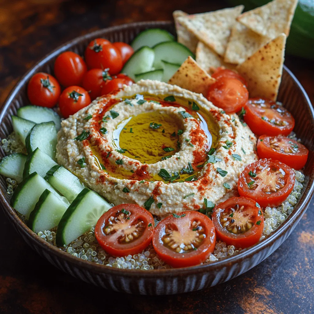 Hummus bowls take the classic dip to new heights by transforming it into a wholesome meal that can be customized to suit any taste preference. These bowls typically feature a base of hummus topped with fresh vegetables, grains, and proteins, creating a visually stunning and nutrient-dense dish. The beauty of hummus bowls lies in their adaptability; whether you're in the mood for a light lunch or a filling dinner, there's a hummus bowl for every occasion.