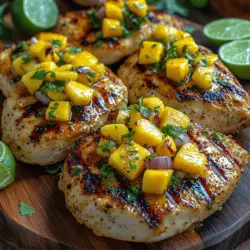 Delve into a tropical culinary experience with our Tropical Bliss Mango Pineapple Salsa Chicken. This vibrant dish combines the juicy flavors of marinated grilled chicken with a refreshing salsa made from ripe mango and pineapple. It’s a celebration of summer on a plate, perfect for backyard barbecues or a cozy family dinner. Not only is this recipe a breeze to prepare, but it’s also packed with nutrients, making it a delightful and health-conscious choice for any meal.