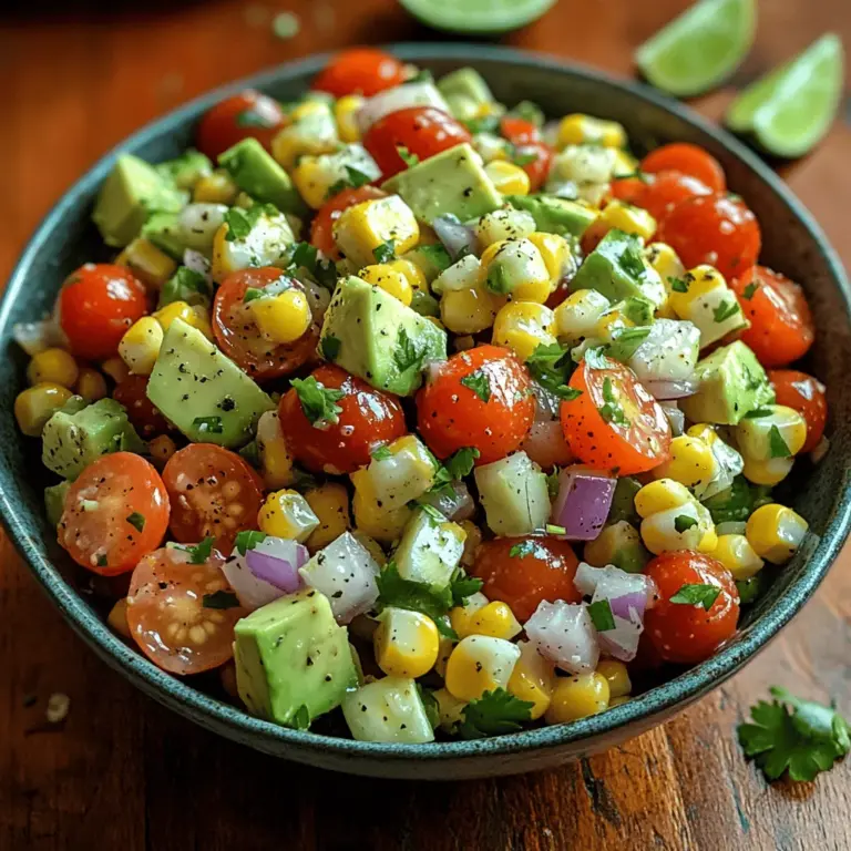 Using fresh ingredients is paramount in creating a dish that not only tastes good but also nourishes the body. Fresh produce has a vibrancy that processed ingredients simply cannot replicate. In the case of the Zesty Sweet Corn & Tomato Fiesta Salad, the combination of freshly sourced components elevates the overall experience, transforming a simple salad into a delightful culinary creation.