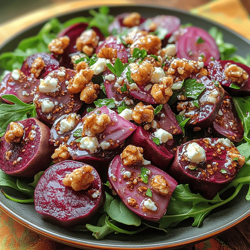 The Beetroot Bliss Salad with Feta and Walnuts is not just a feast for the eyes; it's a delightful medley of flavors and textures that brings together earthy beets, creamy feta, and crunchy walnuts. This salad is perfect for health-conscious eaters and makes a vibrant addition to any meal. Whether you're looking for a nutritious lunch, a side dish for dinner, or an impressive dish for gatherings, this recipe has it all.