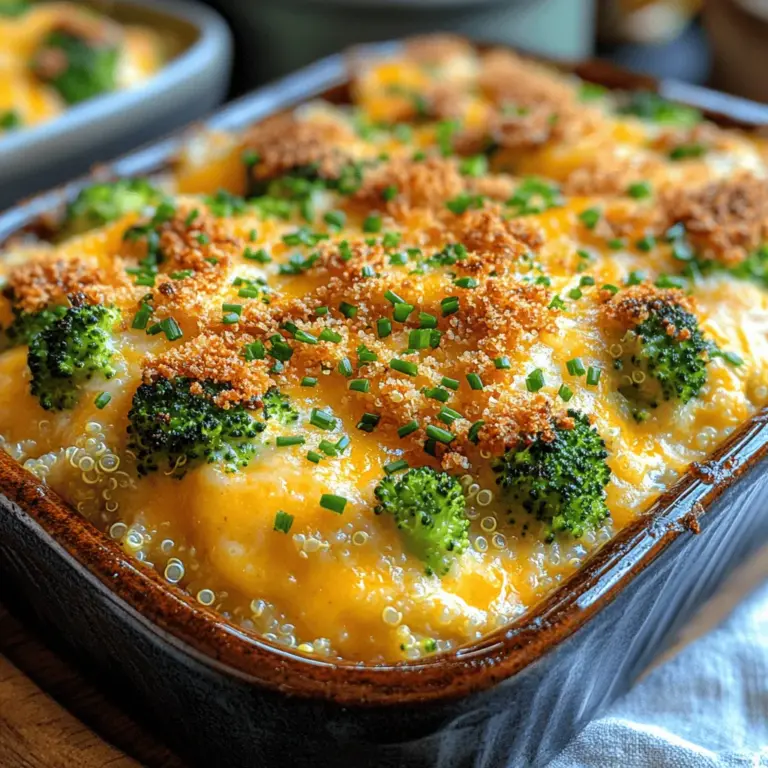 In the world of nutritious and satisfying meals, Cheesy Broccoli Quinoa Delight stands out as a beloved dish that marries health and flavor beautifully. This recipe showcases the delightful combination of fluffy quinoa, tender broccoli, and creamy cheese, creating a dish that appeals to both the palate and the eye. Whether you are looking for a wholesome meal to serve your family or a quick dish for meal prep, this recipe checks all the boxes.