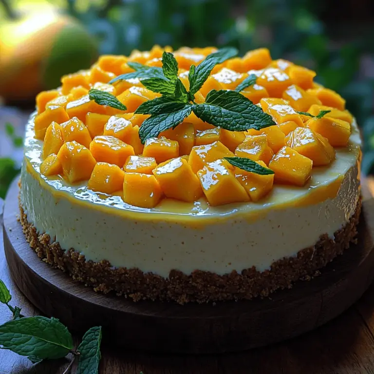 If you're a fan of tropical flavors, then you're in for a real treat with this Tropical Delight No-Bake Mango Cheesecake. This dessert not only captures the essence of sun-kissed mangoes but also brings a refreshing twist to your usual cheesecake. With its creamy filling and crunchy crust, this cheesecake is a celebration of one of nature's sweetest fruits, making it an ideal choice for warm weather gatherings, summer parties, or simply when you're craving something light yet indulgent.