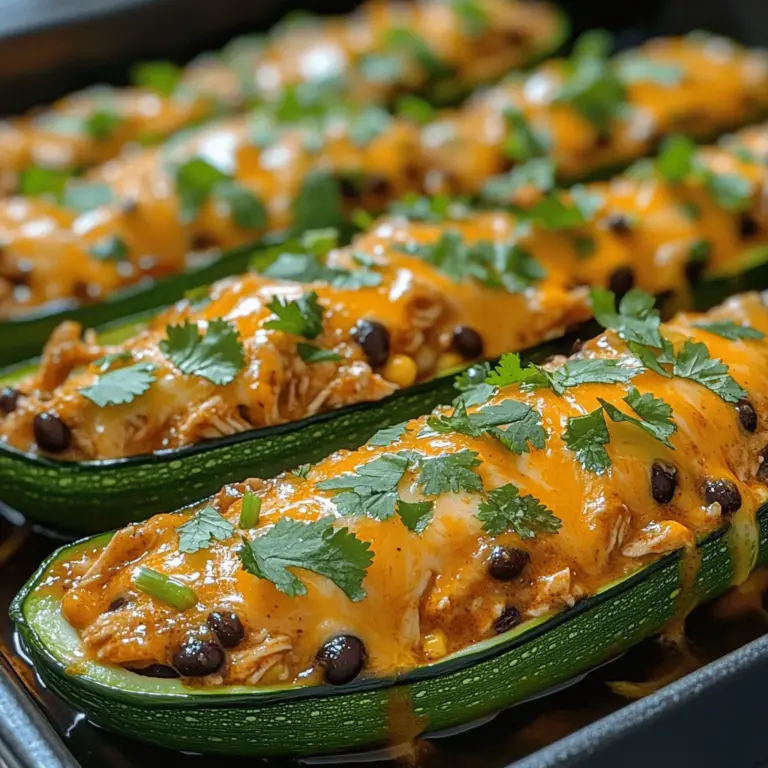 In the realm of healthy eating, finding meals that are both nutritious and satisfying can often feel like a challenge. Many people struggle to create dishes that do not compromise on taste while adhering to dietary needs. Enter the Zesty Chicken Enchilada Stuffed Zucchini — a dish that beautifully combines the rich, bold flavors of chicken enchiladas with the wholesome goodness of zucchini. This recipe not only caters to those looking for a low-carb option but also delights with its vibrant taste and hearty filling.