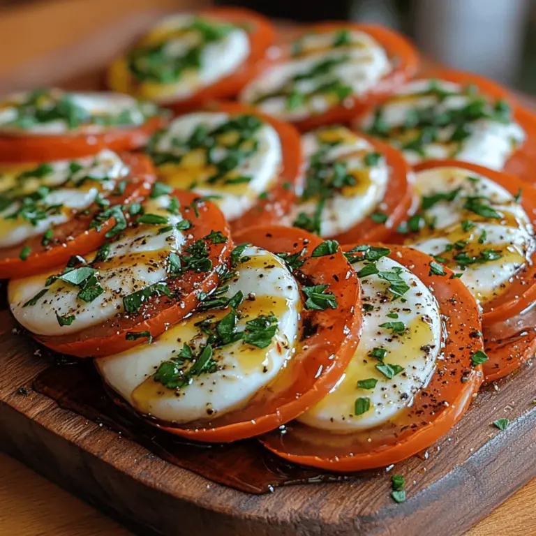 The Caprese salad, a classic Italian dish, brings a taste of the Mediterranean to your table with its vibrant colors and fresh flavors. Originating from the island of Capri, this simple yet elegant salad is celebrated for its use of high-quality ingredients that honor traditional Italian culinary practices. At the heart of this dish are the luscious heirloom tomatoes, creamy buffalo mozzarella, and fragrant fresh basil, all drizzled with exquisite olive oil and balsamic vinegar.