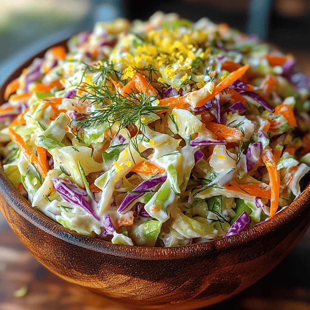 Coleslaw is a quintessential side dish that has graced tables at barbecues, picnics, and family gatherings for generations. Its crisp texture and refreshing taste make it a perfect accompaniment to a variety of main courses, from grilled meats to hearty sandwiches. Traditional coleslaw is often made with a creamy dressing and a base of finely shredded cabbage, but as culinary creativity flourishes, so do the variations of this classic dish. One such delightful twist is the Zesty Lemon Dill Coleslaw, a vibrant and zesty version that elevates the standard recipe into a refreshing summer staple.