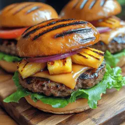 If you're on the lookout for a delicious way to elevate your burger game, look no further than Grilled Pineapple Teriyaki Burgers. This dish is a delightful fusion of sweet, savory, and tropical flavors that will tantalize your taste buds. Imagine biting into a juicy, flavorful burger topped with caramelized grilled pineapple and a rich, homemade teriyaki sauce. Not only is this burger a feast for the senses, but it also brings a refreshing twist to the classic American staple, making it perfect for summer barbecues or casual weeknight dinners.