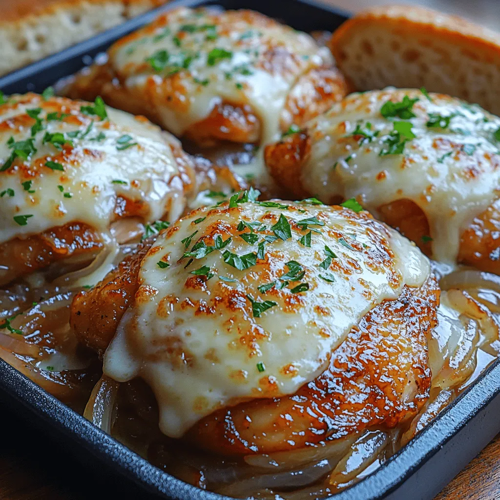 If you're searching for a comforting and flavorful weeknight meal, the French Onion Chicken Skillet is a perfect choice. This dish combines tender chicken thighs with the rich and savory essence of caramelized onions, all topped with gooey melted cheese. It beautifully marries the beloved flavors of classic French onion soup with the ease of a skillet meal, making it an irresistible option for busy home cooks seeking a hearty dinner without the fuss.