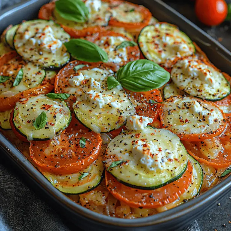 The Zesty Zucchini Tomato Feta Bake is a delightful culinary creation that showcases the vibrant flavors of fresh vegetables, making it a perfect dish for those who appreciate healthy and wholesome meals. This recipe not only highlights the star ingredients—zucchini and tomatoes—but also brings together the rich, tangy flavors of feta cheese, resulting in a dish that is both satisfying and nutritious. With its colorful presentation and hearty nature, this bake can serve as a fantastic side dish or a light main course, especially during the warm summer months when zucchinis and tomatoes are at their peak.