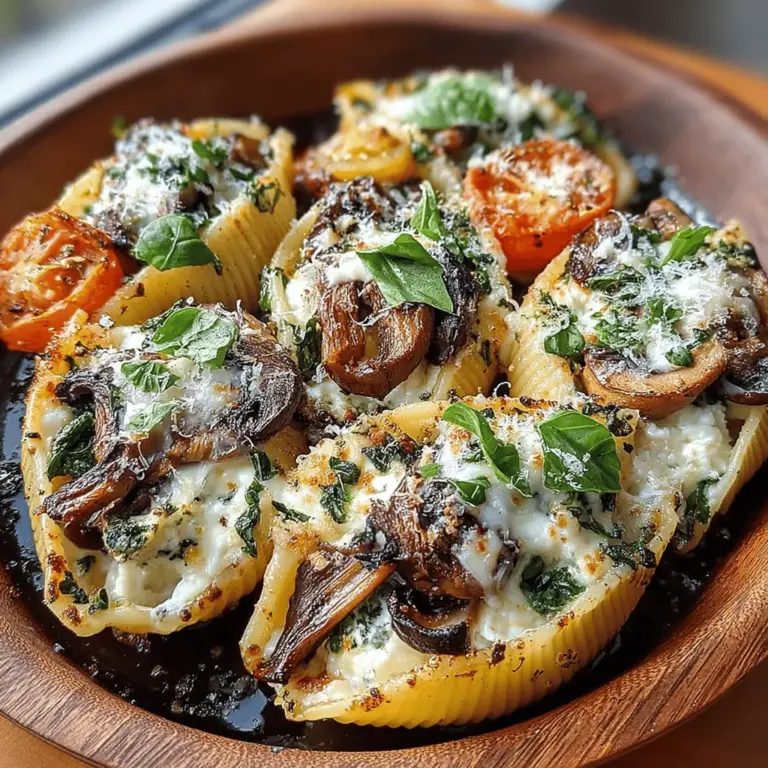 Savory Roasted Mushroom and Balsamic Pasta Shells is a dish that encapsulates the essence of comfort food while elevating it to gourmet status. This recipe combines the rich, earthy flavors of roasted mushrooms with the tangy sweetness of balsamic vinegar, all nestled inside tender jumbo pasta shells. It’s a vegetarian-friendly delight that not only pleases the palate but also provides a hearty meal perfect for any occasion. Whether you're serving it at a dinner party or enjoying a quiet weekday dinner, this dish offers a satisfying balance of flavors and textures that will leave you craving more.