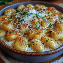 Creamy Garlic Parmesan Gnocchi is more than just a meal; it's an experience that tantalizes the taste buds and warms the heart. This dish features tender gnocchi enveloped in a rich, velvety sauce bursting with the flavors of roasted garlic and sharp Parmesan cheese. The allure of this recipe lies not just in its taste but also in its ability to transform an ordinary evening into a delightful culinary adventure. Whether you're preparing a cozy dinner for two or a comforting feast for family and friends, this dish promises to impress and satisfy.