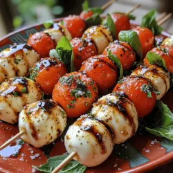 The Caprese salad, a quintessential Italian dish, traces its roots back to the Isle of Capri in the early 20th century. Celebrated for its simplicity, this traditional salad comprises just three core ingredients: ripe tomatoes, creamy mozzarella, and fragrant basil, all drizzled with a touch of olive oil. The vibrant colors of the salad—red, white, and green—mirror the Italian flag, symbolizing the pride and culinary heritage of Italy. While the classic Caprese salad is a beloved favorite, today we’re taking a delightful twist on this iconic dish by transforming it into Cheesy Caprese Skewers with Balsamic Bliss.