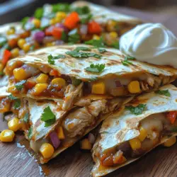 In the realm of quick and satisfying meals, few dishes can compete with the explosive combination of zesty BBQ chicken and sweet corn nestled within a warm, cheesy quesadilla. This recipe strikes a perfect balance between savory and sweet, transforming the classic quesadilla into an irresistible feast that’s both comforting and exciting. Imagine tender, shredded chicken bathed in tangy BBQ sauce, mingling with vibrant corn and colorful vegetables, all enveloped in a golden-brown tortilla. Whether you're in need of a speedy weeknight dinner, planning a gathering with friends, or seeking a cozy weekend lunch option, these quesadillas are simple to prepare and guaranteed to be a hit.