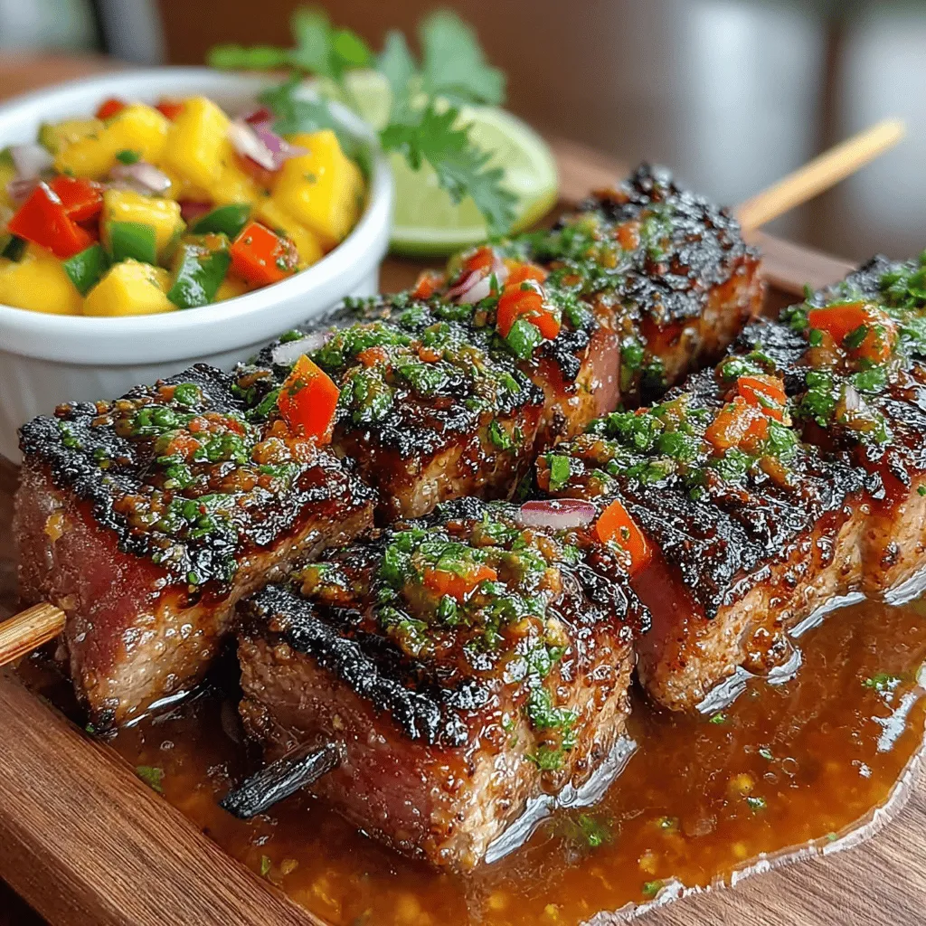 As the sun shines brighter and the days grow longer, there's a palpable excitement in the air—it's grilling season! One dish that perfectly embodies the essence of summer gatherings is Tropical Tuna Skewers with Zesty Mango Salsa. This vibrant recipe not only boasts a stunning presentation but also tantalizes the taste buds with its delightful combination of flavors. The fresh, succulent tuna is paired beautifully with a zesty mango salsa, making it a standout option for outdoor dining or festive occasions.