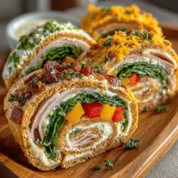 To create the perfect Turkey & Cheese Pinwheels, we start with a creamy and flavorful spread that serves as the foundation for our fillings. The cream cheese spread not only adds richness but also acts as a glue, holding the pinwheels together and preventing any ingredients from falling out.