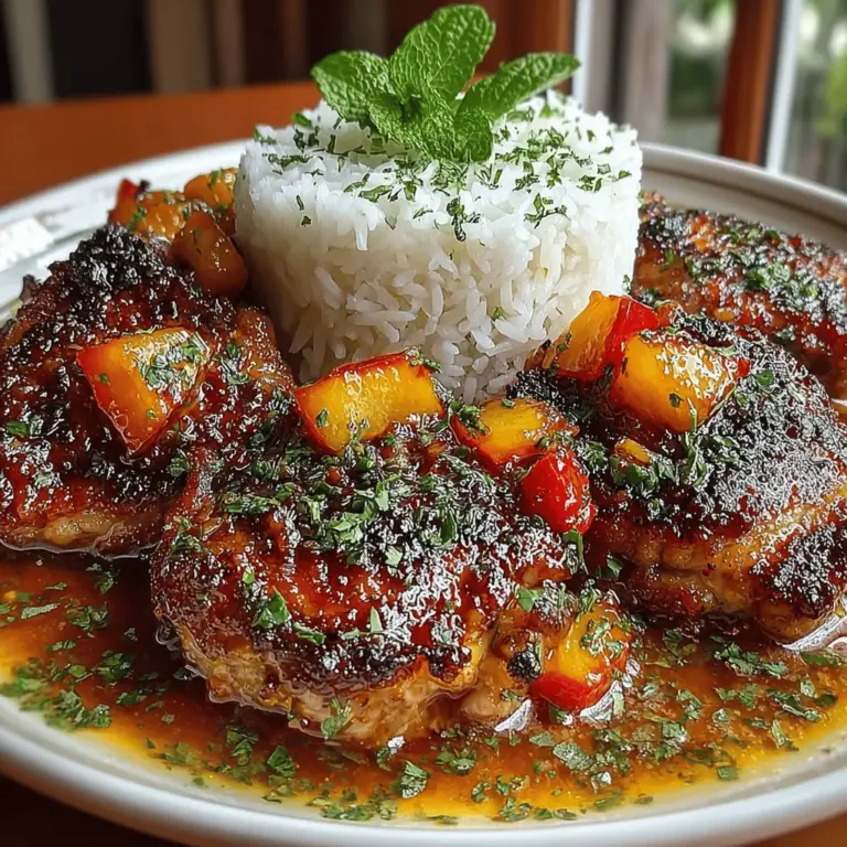 As the warm sun graces the long days of summer, fresh produce bursts forth in gardens and markets, inviting us to indulge in vibrant flavors. One dish that beautifully captures the essence of this season is Peach Glazed Chicken Thighs. This delightful recipe harmoniously combines the succulent sweetness of ripe peaches with the savory richness of chicken thighs, creating a meal that is as visually stunning as it is delicious.