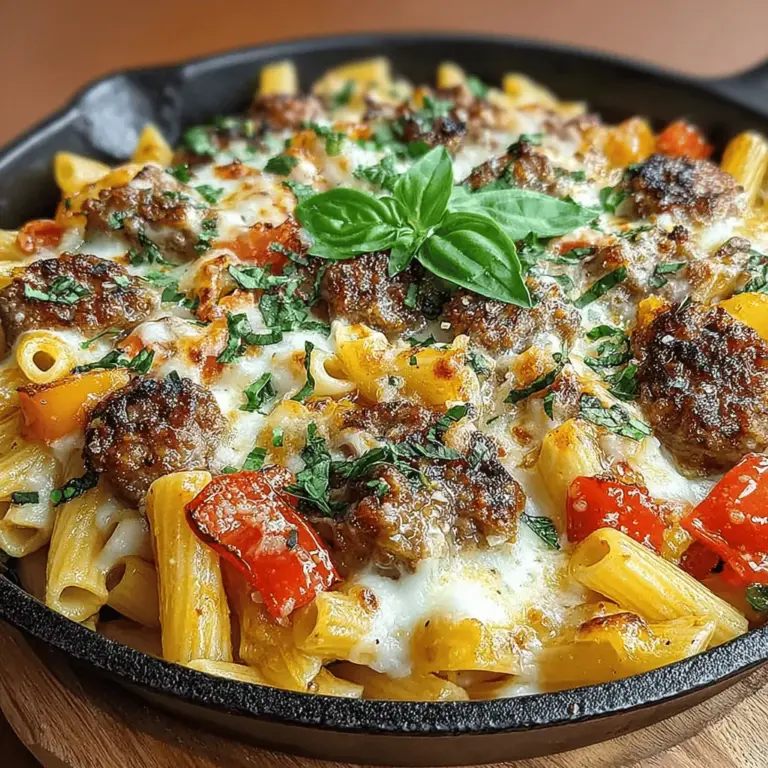 Sausage & Pepper Penne Bake is a delightful dish that perfectly embodies the essence of comfort food. With its rich flavors, hearty ingredients, and satisfying textures, this recipe is designed to please the entire family. Whether you are preparing a cozy dinner on a chilly evening or hosting a lively gathering, this dish is a surefire way to impress your guests and fill their stomachs with warmth and satisfaction. The combination of spicy Italian sausage, vibrant bell peppers, and creamy cheese melds together beautifully, creating a baked pasta dish that is both comforting and indulgent.