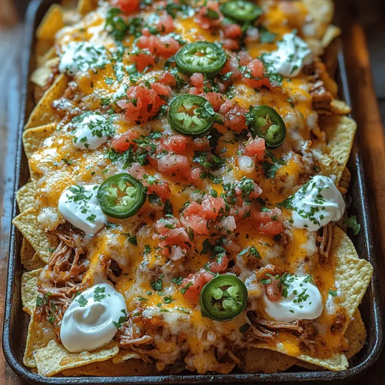 Smoky Slow Cooked Pulled Pork Nachos are more than just a delicious meal; they are an experience that brings people together. This dish combines the rich, smoky flavor of slow-cooked pulled pork with the crunch of tortilla chips and a medley of toppings that create a symphony of textures and tastes. Whether you're hosting a game day gathering, a casual family dinner, or simply craving something comforting and satisfying, these nachos are sure to be a crowd-pleaser.