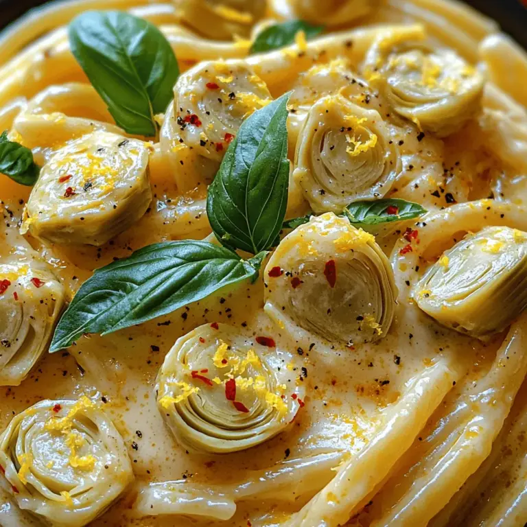 If you're searching for a dish that perfectly balances vibrant flavors with a luxurious texture, look no further than Zesty Creamy Lemon Artichoke Pasta. This delightful recipe brings together the bright acidity of fresh lemon, the rich creaminess of heavy cream, and the unique savory notes of artichoke hearts, creating a dining experience that is both refreshing and satisfying. Whether you’re cooking for a casual weeknight dinner or hosting a special gathering, this pasta dish is versatile enough to impress your guests while being simple enough to whip up any night of the week.