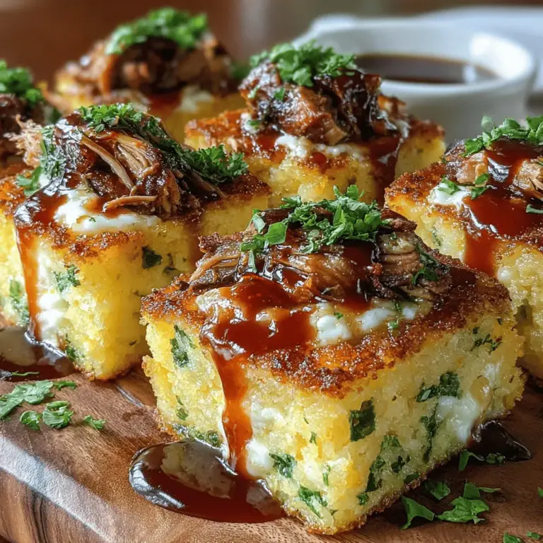 BBQ Pulled Chicken Polenta Cakes is a dish that beautifully marries the rich, smoky flavors of barbecue with the creamy, comforting texture of polenta. This innovative recipe is not just a feast for the taste buds; it also presents a stunning visual appeal that can elevate any dining occasion. Whether you're hosting a casual backyard gathering or a cozy family dinner, these polenta cakes topped with tender pulled chicken are sure to impress your guests.