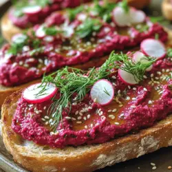 In the world of plant-based cuisine, creativity reigns supreme, and one dish that exemplifies this spirit is the Beet the Ordinary Hummus Toast. This vibrant and nutritious snack or meal option not only tantalizes the taste buds but also adds a pop of color to your plate. Imagine a creamy, earthy hummus made with roasted beets, served on a slice of toasted whole grain bread, and topped with a medley of fresh vegetables and herbs. This dish is more than just a feast for the eyes; it's a celebration of fresh ingredients and seasonal produce.