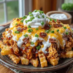If you're searching for the ultimate comfort food that combines savory, smoky, and cheesy goodness, look no further than Loaded BBQ Chicken Baked Fries. This mouthwatering dish is a game-changer, transforming ordinary fries into a hearty meal bursting with flavor. The star of this recipe is the crispy baked fries, which are generously topped with tender BBQ chicken, melted cheese, and crispy bacon. Each bite offers a delightful medley of textures and tastes, making it a favorite for gatherings, game days, or a cozy family dinner.