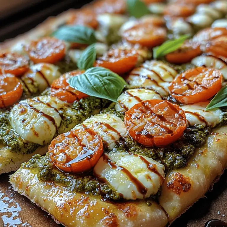 If you’re looking to elevate your culinary repertoire with a dish that embodies the essence of Italian cuisine, look no further than Classic Italian Pesto Flatbread. This dish is not only a celebration of fresh ingredients and vibrant flavors but also an ode to the traditional Italian art of cooking. The flatbread serves as a delightful canvas, perfectly complementing the rich, aromatic pesto, which is made from fresh basil, garlic, pine nuts, and olive oil. The harmonious blend of these ingredients creates a dish that is both satisfying and versatile, suitable for a casual weeknight dinner or an elegant gathering with friends.
