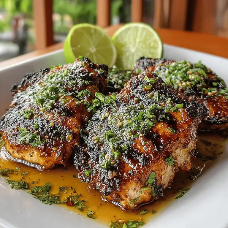 Embark on a culinary journey that tantalizes your taste buds with the vibrant and refreshing flavors of Zesty Cilantro Lime Grilled Chicken Breasts. This dish is a delightful fusion of zesty lime juice, fresh cilantro, and a medley of aromatic spices, creating a marinade that transforms ordinary chicken breasts into a sensational meal. Whether you're hosting a summer barbecue, preparing a quick weeknight dinner, or engaging in meal prep for the week ahead, this recipe provides a straightforward yet flavorful option that is sure to impress your family and friends.