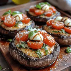The Fresh Caprese Stuffed Portobellos are a delightful fusion of two classic Italian elements: the vibrant Caprese salad and the hearty Portobello mushroom. This dish traces its roots back to the picturesque island of Capri, where locals have celebrated the simplicity and freshness of tomatoes, mozzarella, and basil for generations. The Caprese salad, known for its bright flavors and colorful presentation, embodies the essence of Italian cuisine — using high-quality ingredients to create dishes that are not only delicious but also visually appealing.