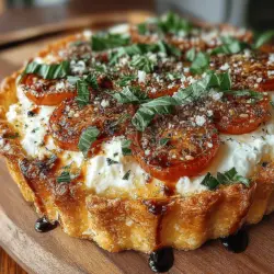 In the realm of savory dishes, few creations are as captivating as the Savory Tomato Basil Tart Delight. This exquisite recipe harmoniously blends the vibrant flavors of ripe tomatoes and aromatic basil, all enveloped in the irresistible flakiness of puff pastry. With the added creaminess of mozzarella and the tangy notes of feta cheese, every bite of this tart is a delightful experience for the palate. Ideal for a light lunch, an elegant appetizer, or a shared dish at gatherings, this tart not only pleases the taste buds but also serves as a stunning centerpiece for any table setting.