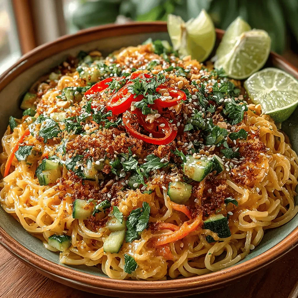 Spicy Thai Peanut Noodle Delight is a vibrant, flavorful dish that captures the essence of Thai cuisine while offering a delightful twist on traditional noodle recipes. This dish stands out for its perfect harmony of flavors, combining the rich, creamy texture of peanut sauce with the satisfying chew of noodles and the crunch of fresh vegetables. The appeal of Spicy Thai Peanut Noodle Delight lies in its ability to tantalize your taste buds with a unique blend of spicy, sweet, and savory notes, making it a favorite for both casual weeknight dinners and special occasions.