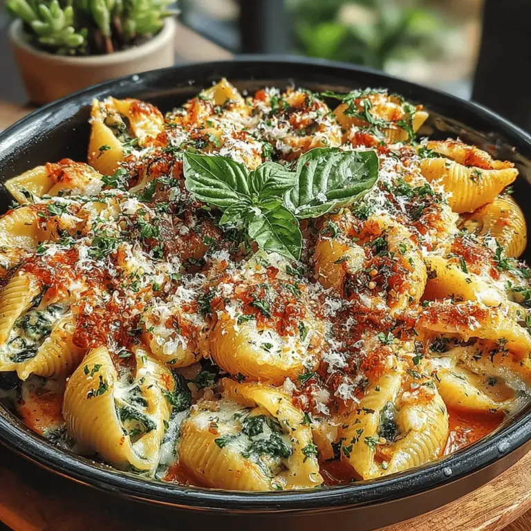 When it comes to comfort food, few dishes can rival the warmth and satisfaction of a hearty pasta meal. Among the myriad of pasta recipes, *Irresistible Creamy Spinach Ricotta Pasta Shells* stand out as a true crowd-pleaser. This dish combines the rich flavors of creamy ricotta and fresh spinach, all nestled inside tender jumbo pasta shells and topped with a luscious marinara sauce. It’s a recipe that not only delights the senses but also evokes feelings of home and warmth, making it an ideal choice for family dinners, gatherings, or even a cozy night in.