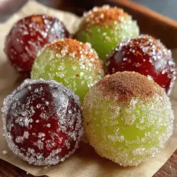 Frosted Grape Delights are a refreshing and simple treat that combines the natural sweetness of grapes with a delightful sugary coating. These bite-sized snacks are perfect for hot summer days, offering a cool and invigorating option when you need to beat the heat. They can also serve as a unique dessert alternative that adds a touch of whimsy to any gathering. With just a handful of ingredients and minimal preparation time, you can create a deliciously frosty dessert that will impress friends and family alike.