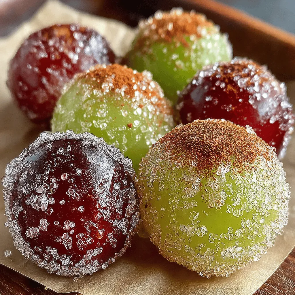 Frosted Grape Delights are a refreshing and simple treat that combines the natural sweetness of grapes with a delightful sugary coating. These bite-sized snacks are perfect for hot summer days, offering a cool and invigorating option when you need to beat the heat. They can also serve as a unique dessert alternative that adds a touch of whimsy to any gathering. With just a handful of ingredients and minimal preparation time, you can create a deliciously frosty dessert that will impress friends and family alike.