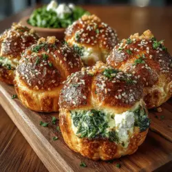 The first step in creating the perfect Mini Spinach Feta Biscuit Bombs is to combine the dry ingredients effectively. This process is crucial for achieving a consistent texture throughout the biscuit dough. Start by measuring out your all-purpose flour, baking powder, baking soda, and a pinch of salt into a large mixing bowl. Use a whisk to combine these ingredients thoroughly. Whisking not only ensures an even distribution of the baking powder and soda, which are essential for leavening, but it also aerates the flour, resulting in a lighter and fluffier biscuit.