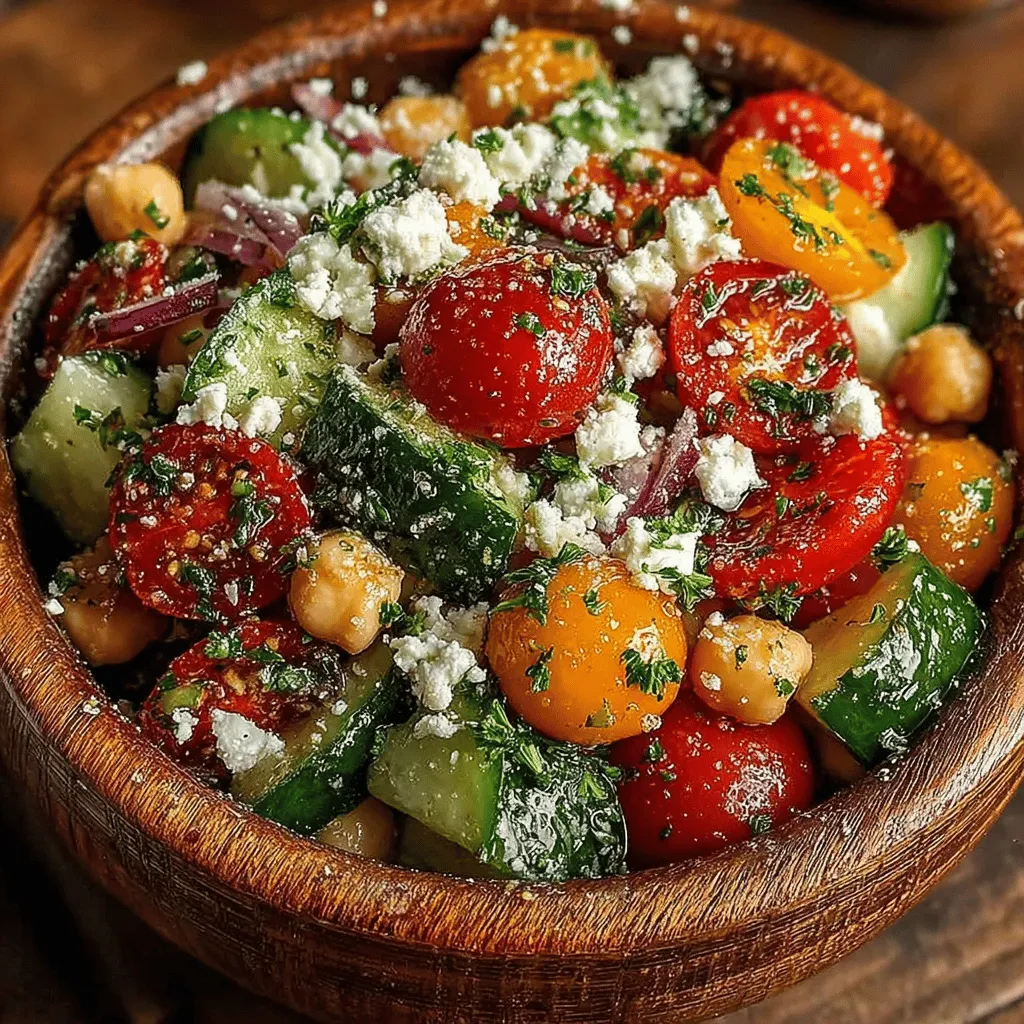 In the world of salads, few dishes can rival the vibrant appeal and nutritional benefits of the Feta and Cucumber Chickpea Delight. This captivating salad not only showcases a beautiful array of colors but also boasts a delightful blend of textures and tastes that make it a standout option for any meal. It features protein-rich chickpeas, crisp cucumbers, and juicy cherry tomatoes, all elegantly intertwined with creamy feta cheese. A zesty dressing ties these ingredients together, elevating the dish to new heights of flavor.