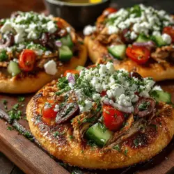 Mini Greek Chicken Salad Flatbreads