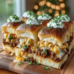 Chili Mac Sliders with Cheddar Sauce is a dish that perfectly encapsulates the essence of comfort food while also delivering a fun and innovative twist on two beloved classics: chili and macaroni and cheese. This recipe combines the hearty flavors of chili, the creamy goodness of macaroni and cheese, and the convenience of sliders, making it an ideal option for family dinners, gatherings, or even casual weeknight meals.