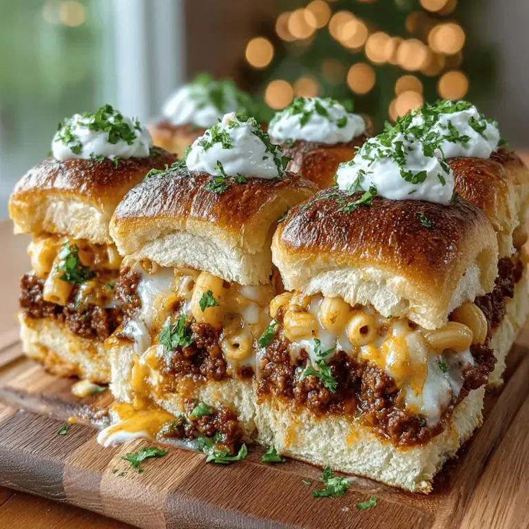 Chili Mac Sliders with Cheddar Sauce is a dish that perfectly encapsulates the essence of comfort food while also delivering a fun and innovative twist on two beloved classics: chili and macaroni and cheese. This recipe combines the hearty flavors of chili, the creamy goodness of macaroni and cheese, and the convenience of sliders, making it an ideal option for family dinners, gatherings, or even casual weeknight meals.