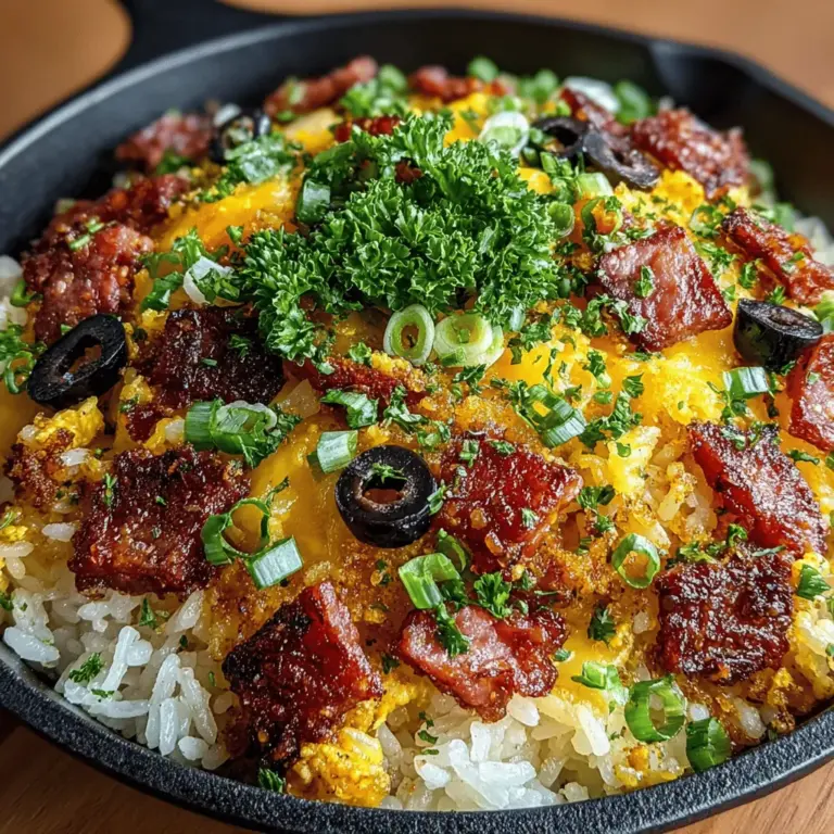 Charcuterie Fried Rice is an innovative and delicious twist on a classic comfort dish. This recipe takes the beloved staple of fried rice and elevates it by incorporating an array of rich, savory flavors from assorted charcuterie meats. Imagine transforming leftover jasmine rice into a culinary delight that not only satisfies your hunger but also excites your palate. By fusing the traditional elements of fried rice with the gourmet appeal of charcuterie, this dish becomes a perfect option for those seeking a satisfying main course or a standout side that impresses at gatherings.