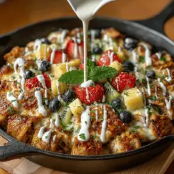If you're on the lookout for a culinary adventure that combines savory and sweet in a delightful way, the Fruit Pizza Chicken Skillet is a dish that promises both excitement and satisfaction. This innovative recipe blends tender chicken with an array of vibrant fruits, creating a colorful and appetizing meal that can easily become a centerpiece at family dinners or gatherings with friends. Imagine biting into a savory slice of chicken that is both juicy and infused with the natural sweetness of fresh fruits—this is exactly what the Fruit Pizza Chicken Skillet offers.
