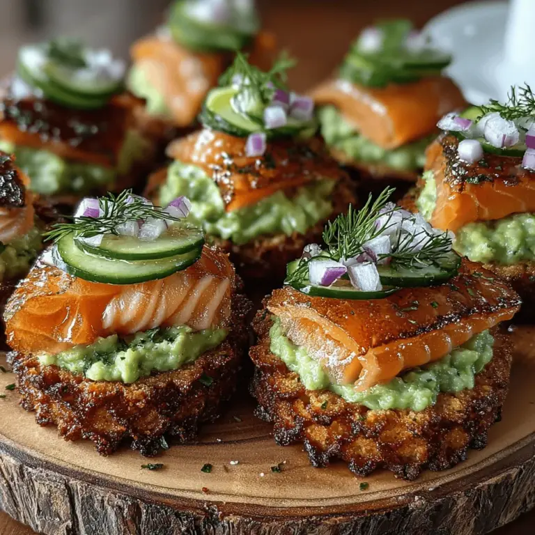 In recent years, avocado toast has surged in popularity, establishing itself as a quintessential snack and appetizer that epitomizes both health and taste. This delightful dish has evolved beyond its humble beginnings, now featuring an array of toppings that cater to diverse palates. Among these modern variations, the Mini Salmon Avocado Toast Circles stand out as a sophisticated yet simple option that marries creamy avocado with the rich, savory flavor of smoked salmon. These mini toasts not only deliver a burst of flavor but also offer a visually appealing presentation that is perfect for entertaining.