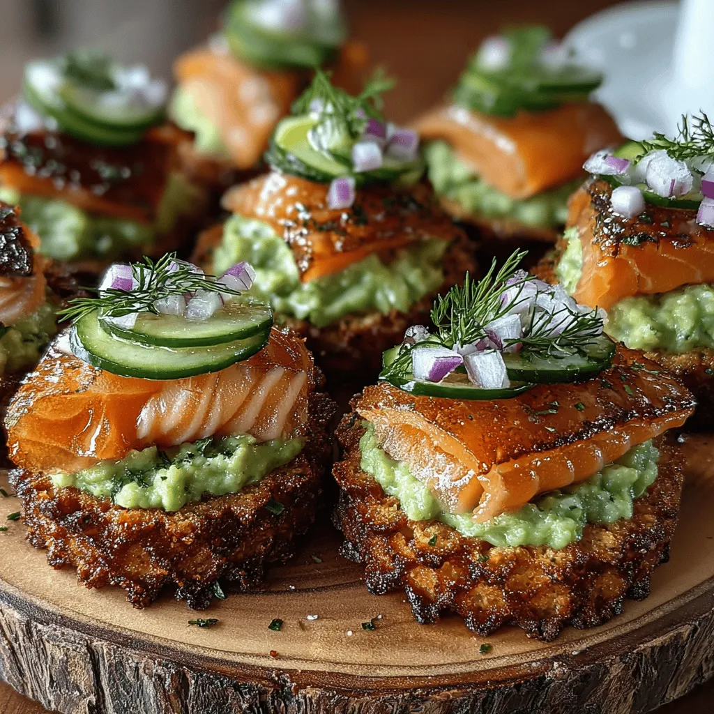 In recent years, avocado toast has surged in popularity, establishing itself as a quintessential snack and appetizer that epitomizes both health and taste. This delightful dish has evolved beyond its humble beginnings, now featuring an array of toppings that cater to diverse palates. Among these modern variations, the Mini Salmon Avocado Toast Circles stand out as a sophisticated yet simple option that marries creamy avocado with the rich, savory flavor of smoked salmon. These mini toasts not only deliver a burst of flavor but also offer a visually appealing presentation that is perfect for entertaining.