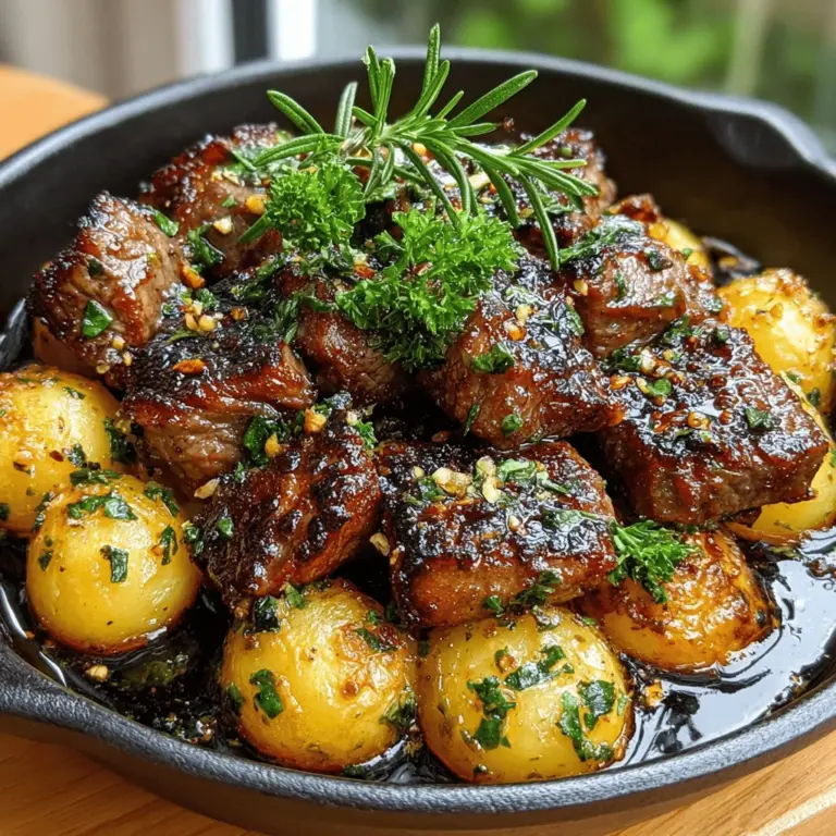 There's something undeniably comforting about a hearty meal featuring tender steak bites paired with crispy roasted potatoes. This combination not only satisfies the palate but also evokes a sense of warmth and indulgence, making it a go-to choice for both casual weeknight dinners and special gatherings. Among the myriad ways to prepare steak and potatoes, one recipe stands out: Sizzling Garlic Butter Steak Bites with Herb-Infused Potatoes.