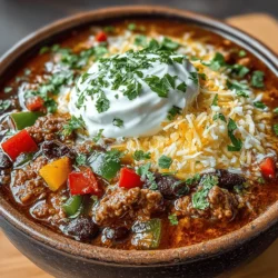 - 1 pound ground turkey - 1 can (15 oz) black beans, drained and rinsed - 1 can (15 oz) kidney beans, drained and rinsed - 1 can (14.5 oz) diced tomatoes - 1 cup chicken broth - 1 medium onion, diced - 1 bell pepper, diced (any color) - 3 cloves garlic, minced - 2 tablespoons chili powder - 1 teaspoon ground cumin - 1 teaspoon smoked paprika - Salt and pepper to taste - Olive oil for sautéing - Optional garnishes: chopped cilantro, sour cream, shredded cheese