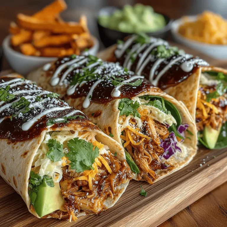 Savory BBQ Chicken and Sweet Potato Wraps are a delightful and wholesome dish that effortlessly combines flavor and nutrition. This versatile recipe is perfect for any meal occasion, whether you’re looking for a quick lunch, a satisfying dinner, or a healthy snack. The balance of textures and flavors in this wrap—featuring the sweetness of roasted sweet potatoes, the savory richness of BBQ chicken, and the freshness of greens—makes it a favorite among families and health enthusiasts alike.