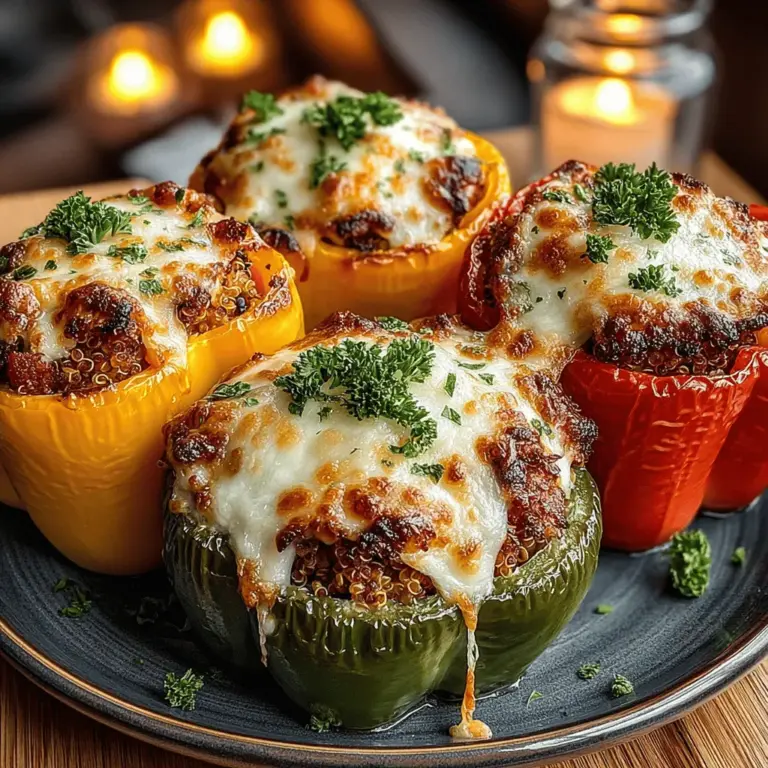 Stuffed peppers are a culinary delight that seamlessly blend flavor with nutrition, making them a popular choice for health-conscious individuals and families alike. The dish features vibrant bell peppers filled with a savory mixture of ground turkey and quinoa, providing a satisfying meal that is both hearty and wholesome. Savory Turkey and Quinoa Stuffed Peppers are not just visually appealing; they offer a colorful, nutrient-dense option that can be enjoyed for lunch, dinner, or even meal prep for the week ahead.