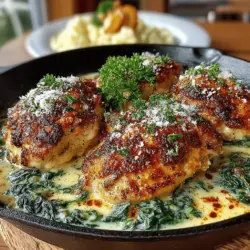 In the realm of comforting home-cooked meals, few dishes can rival the rich and satisfying flavors of creamy garlic chicken and spinach. This delectable skillet recipe effortlessly combines tender chicken breasts, fresh spinach, and a luscious creamy sauce infused with aromatic garlic and herbs, making it an ideal weeknight dinner option for busy families and culinary enthusiasts alike. With a prep time of just 10 minutes and a total cooking time of around 30 minutes, this dish not only saves precious time but also delivers on taste and nutrition, ensuring that you can enjoy a homemade meal without the hassle.