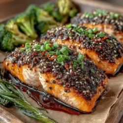 Savory Baked Teriyaki Salmon with Vibrant Steamed Broccoli