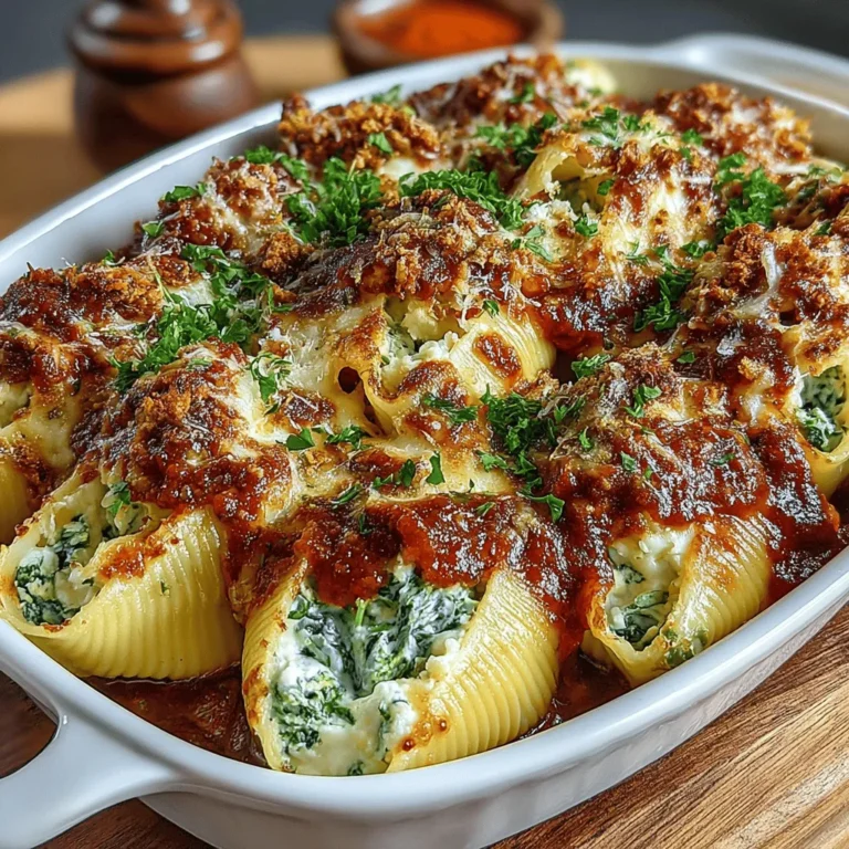 Explore the delightful world of Cheesy Spinach and Lentil Stuffed Jumbo Shells, a nutritious and flavorful dish that blends comfort food with healthy ingredients. This recipe not only satisfies your cravings but also packs a punch with protein-rich lentils and fresh spinach, making it a perfect option for a family dinner or a gathering with friends. With the creamy ricotta and melted mozzarella, this dish is sure to become a favorite in your household. Get ready to dive into this comprehensive guide that takes you through every step of creating this delicious meal.